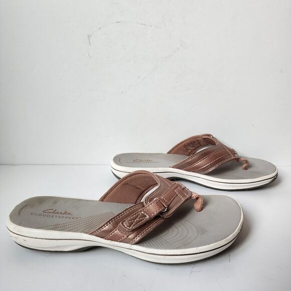 Clarks Cloudsteppers Thong Sandals Womens Size 7 Breeze Sea Flip Flops Rose Gold - Picture 1 of 11